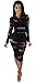 Kearia Womens Sexy Long Sleeve Mesh Splice Nude Illusion See Through Clubwear Mini Dress Black XLarge
