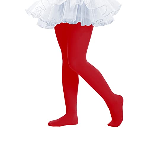 THMEVOK Ultra Soft Ballet Tights - Breathable, Opaque, Footed Tights for Toddler Girls - Warm, Elastic Stockings for Girls 1-3T Red at Amazon