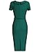 MUXXN Lady Flattering Short Sleeve Solid Color Party Pencil Dress (L Drak Green)
