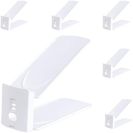 Shoe Slots Space Saver | MouseLemur Shoe Slots Adjustable Detachable Stand Space Saver Organizer | Shoe Rack Storage Set of 6 - White
