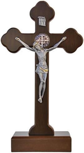 St. Benedict Standing 8" Wall Cross, Wood Composite