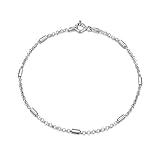 Amberta 925 Sterling Silver 1.4 mm Belcher Rolo Chain Bracelet Size with Tubes 7
