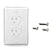 QDOS Universal SELF-Closing Outlet Cover – Oversized Wall Plate Covers Imperfections in Drywall Cutouts - Automatically Closes Upon Plug Removal - Fits Both Standard & Decora Outlets | 3 Pack | White