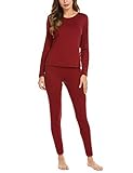 Ekouaer Thermal Underwear for Women Long Sleeve Johns Thermals Top & Bottom Winter Base Layer Set S-XXXL