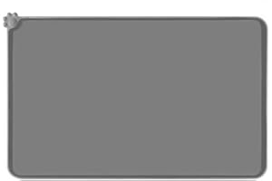 Lessmon Dog Cat Feeding Mat, Silicone Waterproof Pet Food Mat, Gray