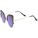 zeroUV - Womens Oversized Half Frame Semi-Rimless Flat Lens Round Cat Eye Sunglasses 51mm
