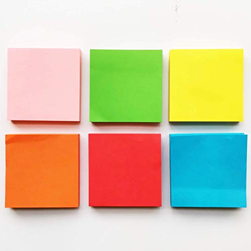 Pop Up Sticky Notes Self Stick Notes Assorted Colors 3x3 inch 100Sheets/Pad 6 Pads/Pack 600 Sheets Total Individual Package (Assorted Colors)