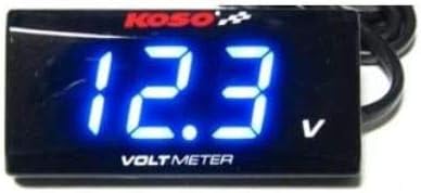 Amazon Koso バイク用小型防水ledボルトメーター 電圧計 ブルー 12v専用 電圧低下の警告機能付 メーターキット 車 バイク