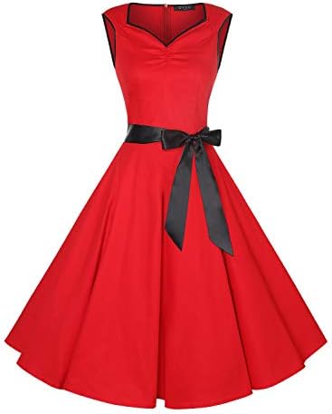 oten Women's Floral Vintage Tea Dress Rockabilly Party Cocktail Dresses