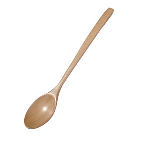 Longay Wooden Spoon Fork Bamboo Kitchen Cooking Utensil Tools Soup-Teaspoon Tableware (Khaki)