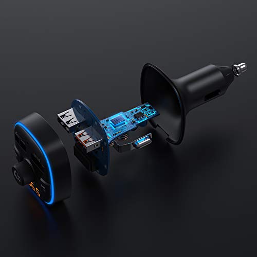 Bluetooth FM Transmitter for Car,2019 Upgraded 5.0 USB Wireless Radio Adapter, Quick Charged,7 Color LED Backlit,Supports USB Flash Drive, microSD Cards, Handsfree Car Kit - Thumbnail 7