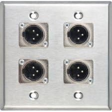 Contractor Series Dual Gang Wall Plate with 4 Male XLR-by-TecNec