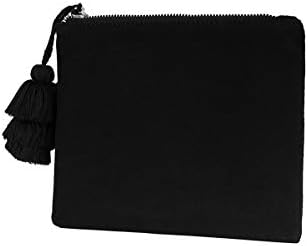 Small Clutch Purse Handbag Bag for Women Vegan Faux Suede Casual Pouch with Tassel Accent