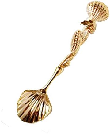 Coffee Spoon Stainless Steel 4PCS Retro Style Carved Shell Shape Head Coffee Spoon Set Stainless Steel Tableware Dessert Jam Spoon Ice Cream Spoons Stirring Spoon for Dessert, Tea