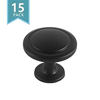 SMART ONYE Oil Rubbed Black Knobs Zinc Alloy Kitchen Cabinet Furniture Hardware for Drawer Dresser-Modern Black Round Knobs Pull-1-1/4" Diameter-15 Pack