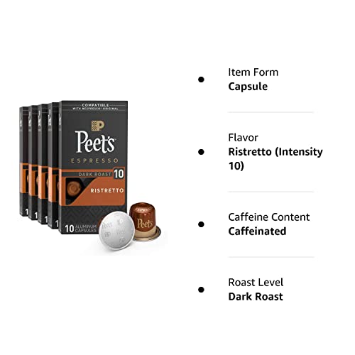 Peet's Coffee, Dark Roast Espresso Pods Compatible with Nespresso