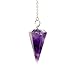 Divination Pendulum Made of Natural Violet Amethyst Crystal for Dowsing Chakra Reiki. Pointed with Chain and Jewelry Pouch