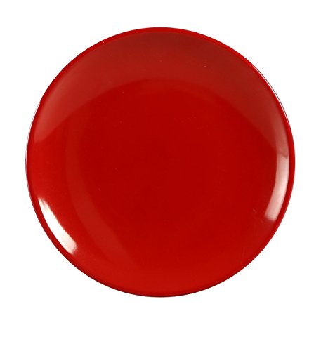 Yanco CR-1312 Black and Red Two-Tone Round Plate, Coupe Shape, 12" Diameter, Melamine, Black/Red Color, Pack of 12