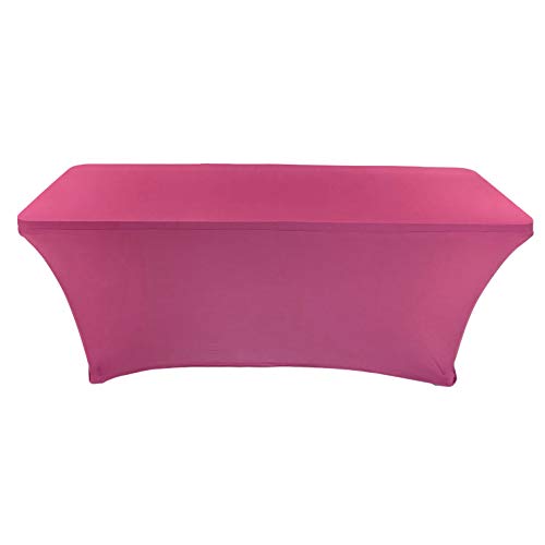 CB Accessories Stretch Table Cover 6ft Rectangular Fitted Spandex Full Length Tablecloth for Standard Folding Tables, Wedding Decorations, Catering Supplies and Holiday Party (6 ft, Fuchsia)