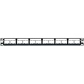 Panduit CPPL24WBLY Mini-Com 24-Port Modular Patch Panel, 1U, Black | Front-Access Snap-Release Faceplate, with Label Pocket, Accepts UTP, Fiber, A/V Modules, Fits 19-Inch EIA Racks