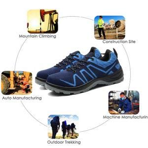 SUADEX Indestructible Steel Toe Shoes for Women Men, Safetry Shoes Breathable Puncture Proof Steel Toe Sneakers Work Shoes Construction Shoes Blue 001 Size 7.5 Women/6 Men - Thumbnail 7