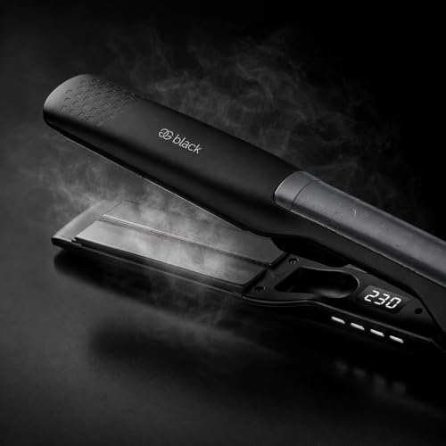 Golden Goods Pro Black Hair Straightener, Powerful Steam Straightener, Curling Iron 10 Temperature Settings up to 230ºC, All Hair Types Ceramic and Ionic, Hair Straightener