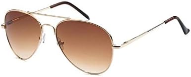 Epic Brand Aviator Sunglasses - 100% UV400 Non-Polarized 58mm lenses (Gold, Smoke Brown)