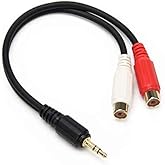 AHIER 3.5mm Gold 1/8 Stereo Mini Jack Male to 2 Female RCA Adapter Audio (20cm)
