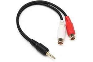 AHIER 3.5mm Gold 1/8 Stereo Mini Jack Male to 2 Female RCA Adapter Audio (20cm)