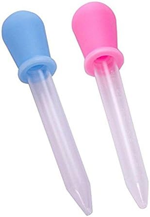 New Liquid DROPPER - 2 x FDA Approved Silicone and Plastic DROPPERS - 5 ML Pipettes Essential for Candy Molds Gelatin Maker &amp; Gummy Bear Mold - Oils Science Making Crafts for Kids Blue &amp; Pink