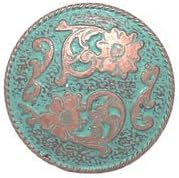 Dual Cactus Flower Antique Patina Concho 1" 4663-90