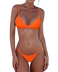 Jolefille Womens Thong Bikini Sets Triangle Two