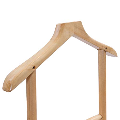USA_BEST_SELLER Men's Valet Executive Coat Clothes Stand Rack Hanger Functional Double Suit Shelf (Oak)