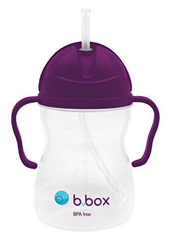 b.box Sippy Cup with Innovative Weighted Straw | Easy-Grip Handles | Color: Grape | 8 oz. | BPA-Free | Phthalates & PVC Free | Dishwasher Safe