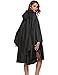 Buauty Unisex Rain Poncho Cape Riancoats Cloak Lightweight Waterproof Breathable Black