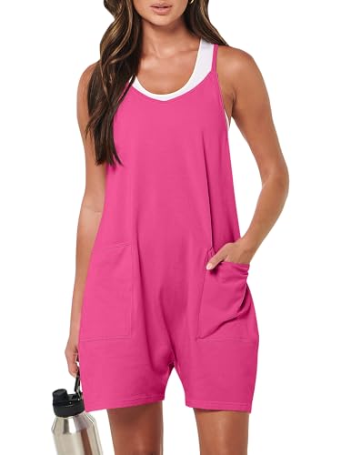 ANRABESS Womens Rompers Summer Casual Loose Sleeveless Overalls Spaghetti Strap Shorts Jumpsuit 2025 Beach Vacation Outfits