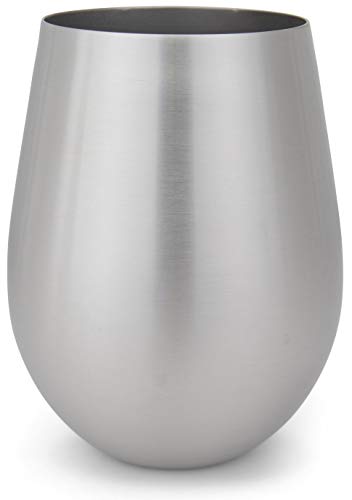 Stainless Steel Wine Glasses: Large 18 Oz Set of 4 Stemless Metal Wine Glass Set - Outdoor Wine Tumbler for the Pool, Camping, Cookouts, Travel - Set of 4 Drinking Cups (Assorted)