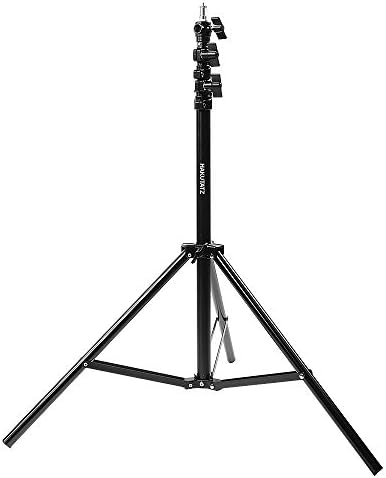 2.2m / 7.2ft Professional Air Damped Pneumatic Strong Heavy Duty Studio Light Stand Photography Video 3 Section Tier Adjustable Impact Proof Cushioned Stand - Black By Hakutatz