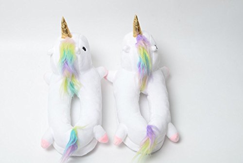 Unicorn Slipper Winter Warm Soft Plush Shoes for Home Indoor/Outdoor (White)