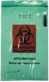 2380474 Specimen Bag Biohaz Zip 2Pckt 6x9" Green 1000 Per Case sold as Case Pt# IP69BG by Inteplast