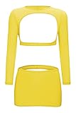 Velius Women's Sexy Open Cup Temptation Lingerie Set (Yellow, Regular Size)