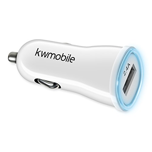 kwmobile Universal car USB charging adapter with 5V/ 2.4A Compatible for various devices white