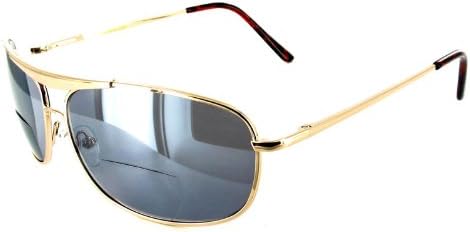 "Mach 5" Bifocal Sunglasses with Aviator Design for Youthful and Active Men and Women (Gold +1.50)