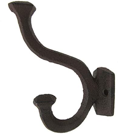 Set of 5 Antique Railroad Brown Iron Hooks, Shabby Chic Vintage Wall Mounted Hooks, Old School,Excellent for Coats, Bags, Hats, Towels,Curtain Rod's, Scarf’s and More by Ashes to Beauty (Brown)