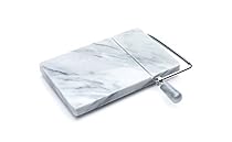 Fox Run Premium Marble Cheese Slicer/Cutter/Cheese Board, Includes 2 Replacement Stainless Steel Wires, White