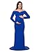 JustVH Maternity Elegant Fitted Maternity Gown Long Sleeve Cross-Front V Neck Slim Fit Maxi Photography Dress for Photoshoot A- Royal Blue
