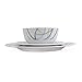 AmazonBasics 18-Piece Kitchen Dinnerware Set, Dishes, Bowls, Service for 6, Cool Ribbons