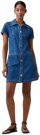 madewell denim button front tank dress MADEWELL Womens Size 4 Denim Button-Front TANK Sun Dress Sleek Shank Buttons