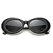 FOURCHEN Kids Sunglasses, Bold Retro Oval Mod Thick Frame, Round Lens, 100% UV Proof for Girls/Boys, Toddler & Kids