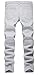 Qazel Vorrlon Men's Light Grey Skinny Ripped Slim Fit Stretch Designed Destroyed Denim Jeans